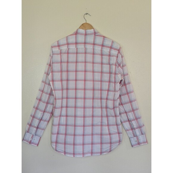 Bonobos Tailored Fit Shirt Mens Size Large Long Pink White Plaid Button Down - Picture 9 of 14